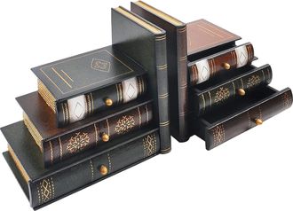 OEM Sujetalibros Decorativos De Madera Estilo Vintage - Sujetalibros De Imitaci&oacute;n - Para Escritorio, Biblioteca U Oficina (311)