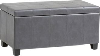 Simpli Home Dover 36In Contemporary Rectangle Storage Ottoman Bench