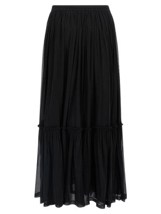 Saint Laurent Pleated Silk Skirt - Black