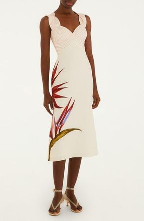 Farm Rio Strelitzia Placed Floral Linen Dress in Sand at Nordstrom, Size Xx-Small
