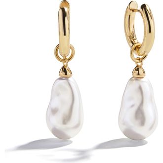BaubleBar Teagan Faux Pearl Huggie Earrings at Nordstrom