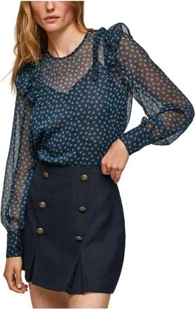 Pepe Jeans London Blouses - Dames - Blouses - Blauw - XS - Polyester - Overhemden
