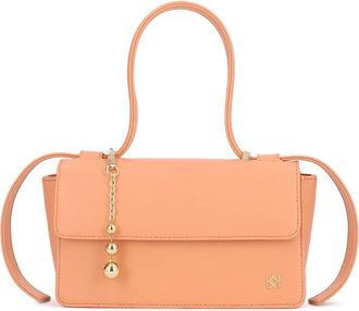 Kazar Oblong Tas met Decoratieve Riem & Sleutelhangers - Dames - Handtassen - Oranje - ONE Size - Leer - Tassen