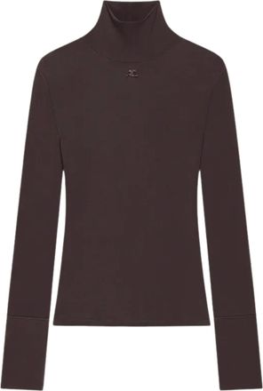 Courr&egrave;ges Fitted Long-Sleeve High Neck T-Shirt