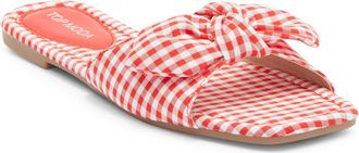 Top Moda Penny Gingham Bow Slide Sandal in Red at Nordstrom Rack, Size 6.5