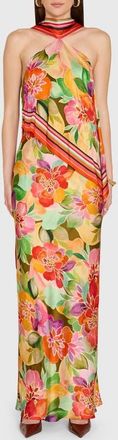 Amanda Uprichard Irena Floral Print Scarf Gown in Dominica Scarf Print at Nordstrom, Size X-Large