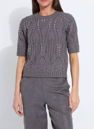 Lyss&eacute; Embellished Cable Sweater In Grey Melange