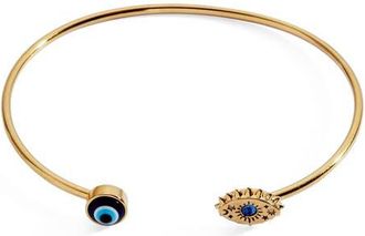 Alex and Ani Evil Eye Flex Cuff in Gold Blue at Nordstrom
