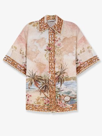 Zimmermann Camicia Mahon in lino con stampa Blu Island Map - ZIMMERMANN - gender_Woman