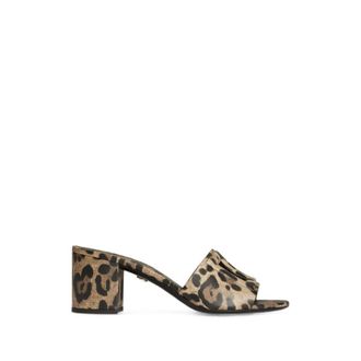 Dolce & Gabbana Leo-print Calfskin Mules