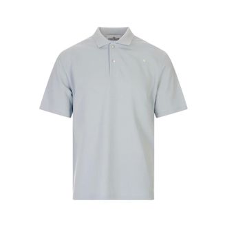 Stone Island Polo Shirts, male, Blue, Size: L Short Sleeve Polo