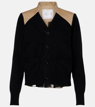 sacai Cotton-blend gabardine cardigan