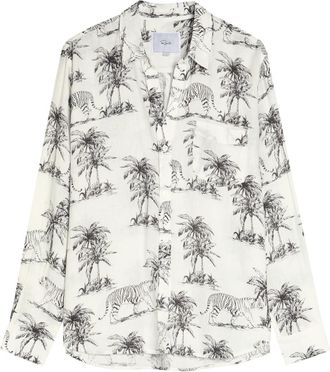 Rails Charlie Printed Linen-blend Shirt - Ivory - S (UK8-10 / S)