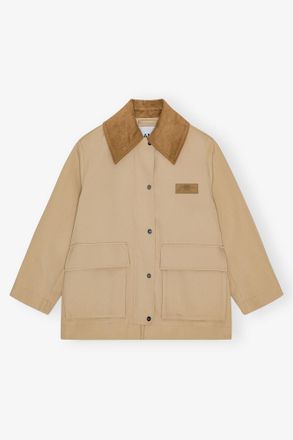 Ganni Camel Twill Midi Jacket - Size XXS/XS Beige