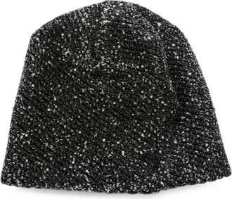 Maison Michel Accessoires, Dames, Zwart, ONE Size, Pailletten, Jude Beanie