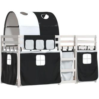 vidaXL vidaXL Bunk Bed without Mattress White&Black 90x200 cm Solid Wood Pine