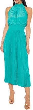 OLEG CASSINI Pleated Midi Dress in Teal at Nordstrom Rack, Size 12