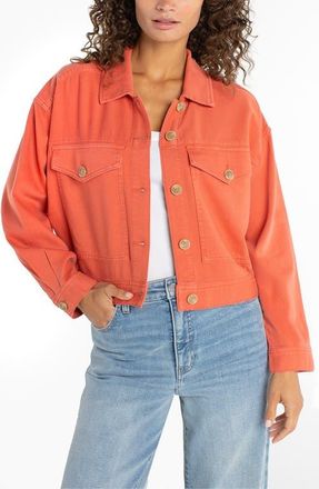 Liverpool L.A. Cropped Oversize Denim Jacket in Red Clay at Nordstrom, Size X-Small P