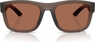 Prada 56mm Pillow Sunglasses in Transparent Brown /Brown at Nordstrom