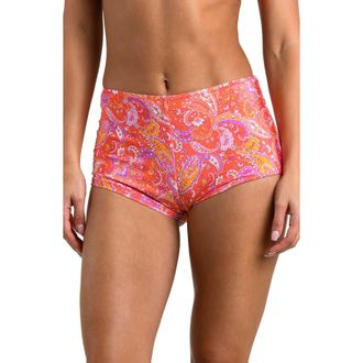 Sunshine 79 Paisley Daze Swim Shorts in Orange Multi at Nordstrom, Size 14