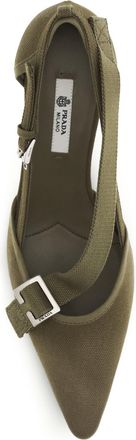Prada Womens Pumps Cotton Military High Heel Shoes