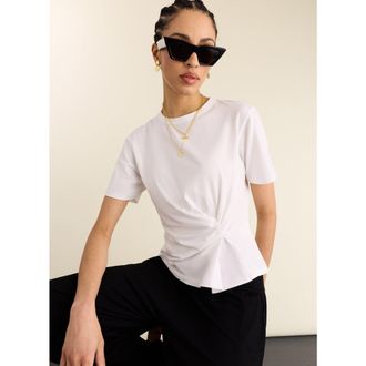Baukjen Lois Twist Draped Top in Pure White at Nordstrom, Size 14