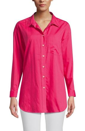 Lands End Cotton Voile Billowy Oversized Shirt in Hot Pink at Nordstrom, Size X-Small