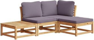 vidaXL Vidaxl - Set De Muebles De Jard&iacute;n 4 Pzs Y Cojines Madera Maciza Acacia