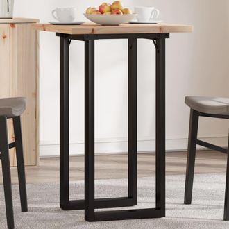 vidaXL Mesa De Comedor Marco O Madera Maciza Pino Y Acero 50x50x75,5cm Vidaxl