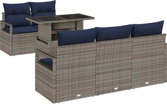 vidaXL Conjunto De Sof&aacute; De Jard&iacute;n 6 Uds. 5-n&uacute;mero De Plazas Gris Vidaxl