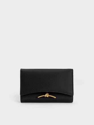Charles & Keith Huxley Metallic Accent Front Flap Wallet