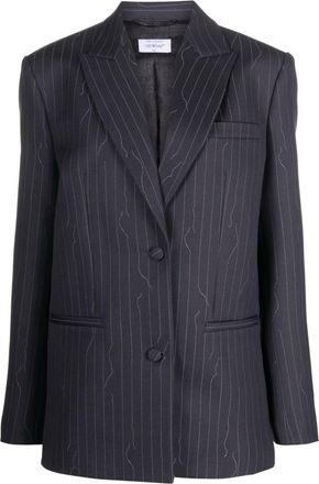 Off-white pinstripe-pattern blazer - women - Virgin Wool/Viscose/Polyester - 40 - Grey