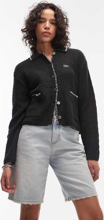 Obey Amelie - Cardigan nero in maglia con bottoni