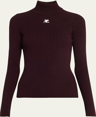 Courr&egrave;ges Turtleneck Long-Sleeve Rib Sweater
