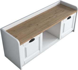 Dmora Zapatero Murasaki, Zapatero, Armario de entrada multiusos, Zapatero, 120x40 h45 cm, Blanco y Nogal - Dmora