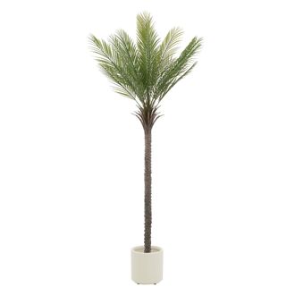 ML Design Ml-design - Palmera Artificial 210 Cm Decorativa, Planta Tropical Falsa Grande Con Tronco, Hojas Y Maceta De Pl&aacute;stico, Para Interior Y Exterior, &Aacute;rbol