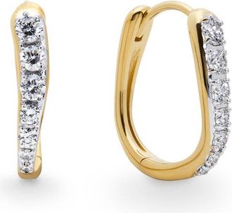 Monica Vinader Riva Pavé Lab Grown Diamond Small Hoop Earrings in 18K Gold Vermeil/Lab Diamond at Nordstrom
