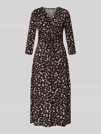 Betty Barclay Midikleid mit V-Ausschnitt und Knotendetail in Dunkelbraun, Größe 36