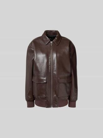 Anine Bing Relaxed Fit Jacke aus Leder-Mix in Dunkelbraun, Gr&ouml;&szlig;e S