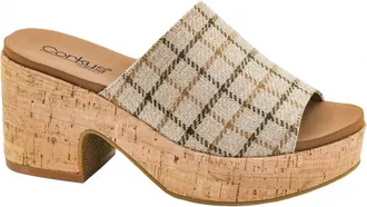 Corkys Footwear Womens Totally Buggin Wedge Sandals In Camel Plaid