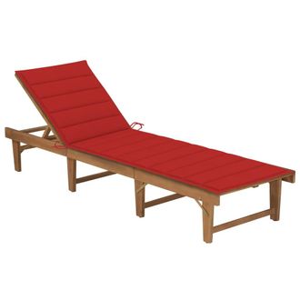 vidaXL Tumbona Plegable Con Coj&iacute;n Madera Maciza De Acacia Vidaxl