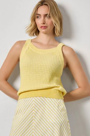 Lilla P Mini Cable Knit Tank Top In Lemon