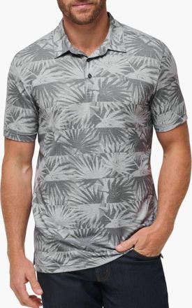 Travis Mathew Sign Here Leaf Print Piqu&eacute; Polo Shirt In Heather Light Grey