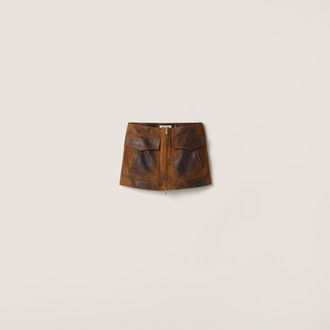 Miu Miu Waxed suede leather mini-skirt