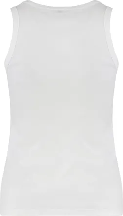 Saint Laurent Womens Ribbed Cotton Tank Top White Vests & Tops