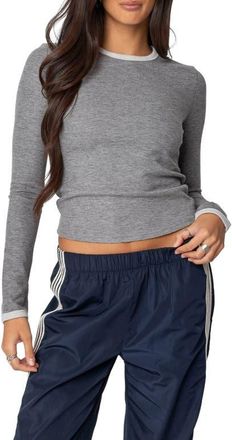 Edikted Meghan Waffle Knit Top in Gray-Melange at Nordstrom, Size X-Small