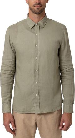 Mavi Slim Fit Long Sleeve Linen Button-Up Shirt in Seagrass at Nordstrom, Size Xx-Large