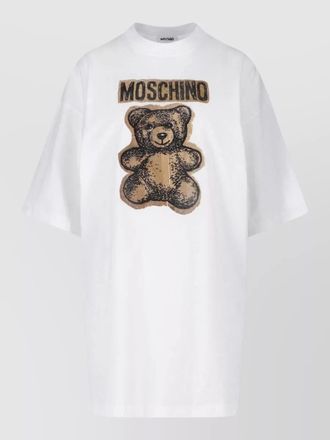 Moschino crew neck graphic print knee length top