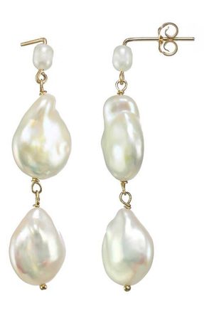 Kozakh Karo Genuine Pearl Linear Drop Earrings in Gold at Nordstrom