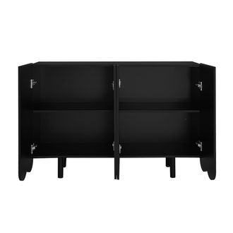 STILVORA Aparador Con 4 Puertas Talladas En Forma De Gota Y Bisagras Amortiguadas, Estilo Moderno, En Mdf, Negro, 120&times;37,5&times;80,8 Cm